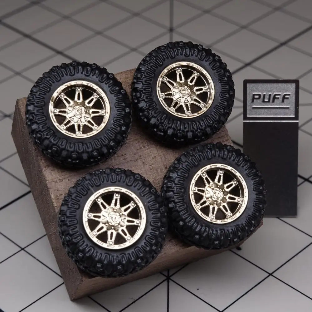 PUFF 1/64 Model Car All Terrain Wheels Fuel-Hostage Refitting Parts with Rubber Tires For Off-road Vehicle Hot Wheels D: 13.5mm