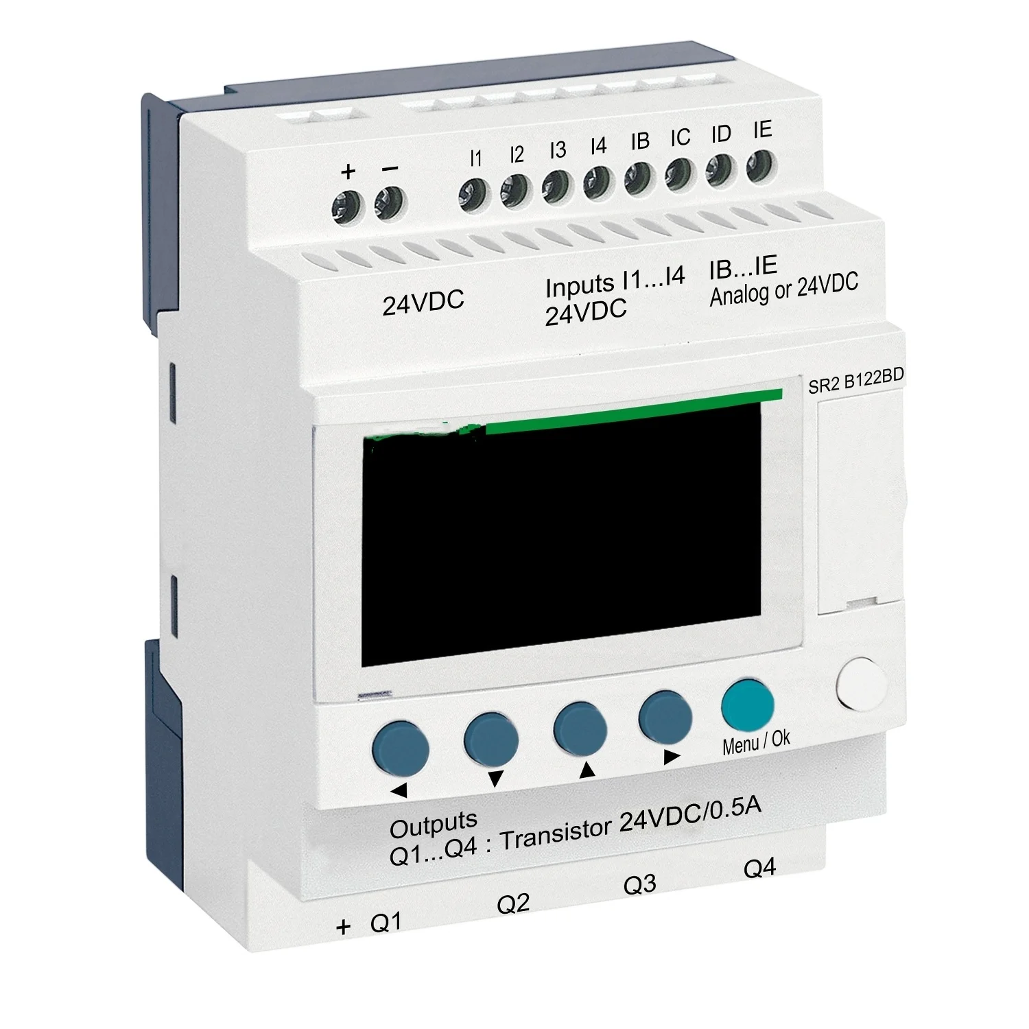 

SR2B122BD compact smart relay Zelio Logic - 12 I O - 24 V DC - clock - display