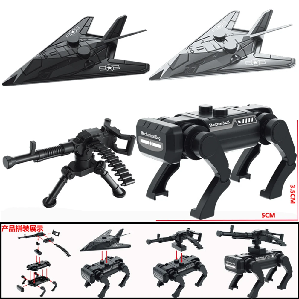 Moderne militaire WW2 MOC armée UAV Machine chien arme accessoires soldats figurines blocs de construction briques ensemble pour enfants cadeau