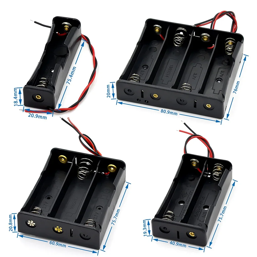 DIY Plastic 18650 Battery Box Storage Case 1 2 3 4 AA 18650 Power Bank Cases Battery Holder Container 1X 2X 3X 4X With Wire Lead