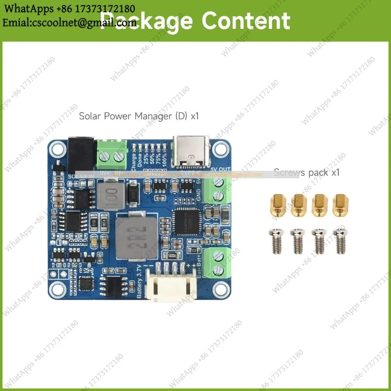 k06 Waveshare Solar Power Manager Module D Supports 6V-24V Solar Panel Type-C Power Adapter 5V 3A for Raspberry Pi Arduino