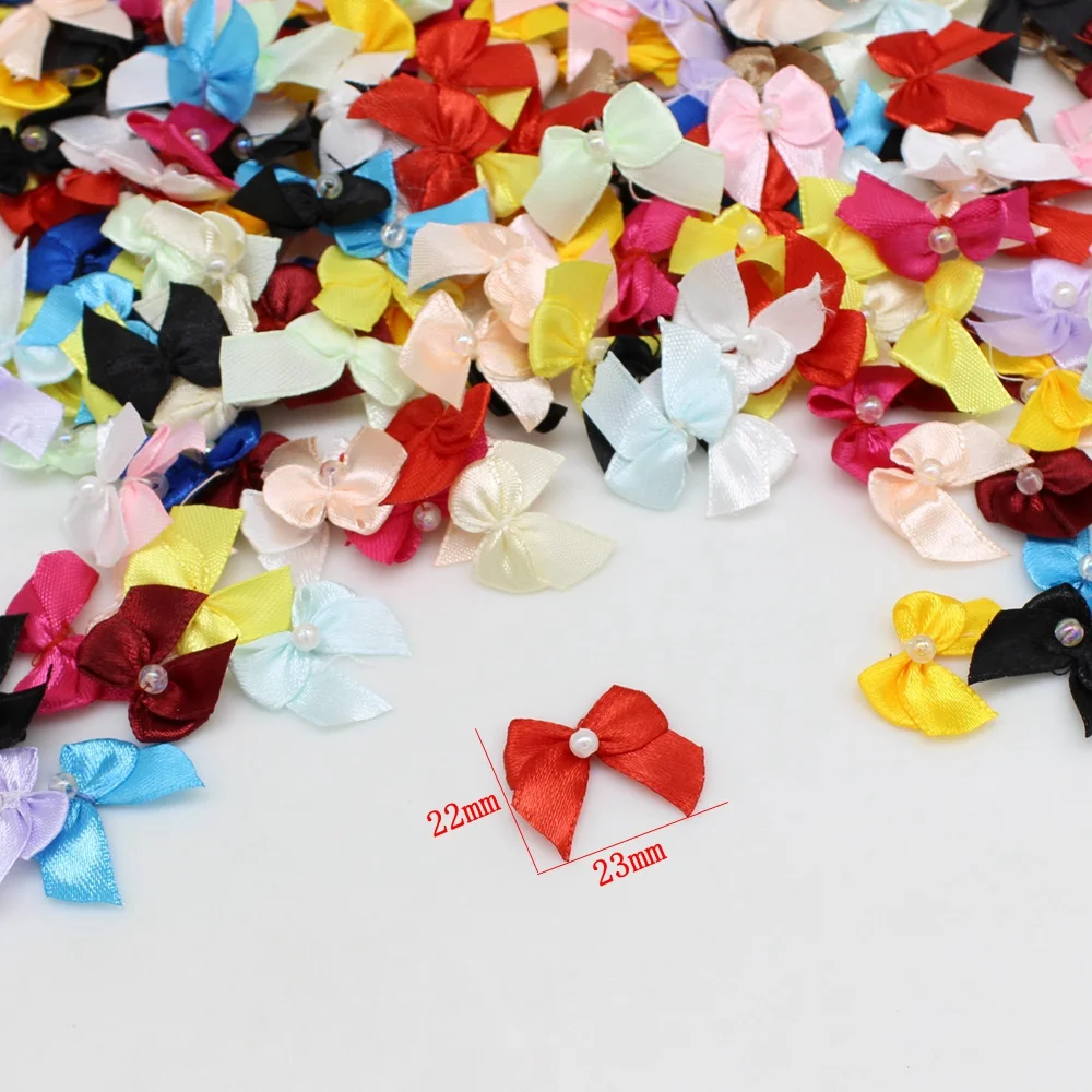 50/100pcs Mix color ruban fiocchi di nastro di raso 25mm papillon a mano piccoli fiocchi per artigianato Scrapbooking di natale Accessori per cucire