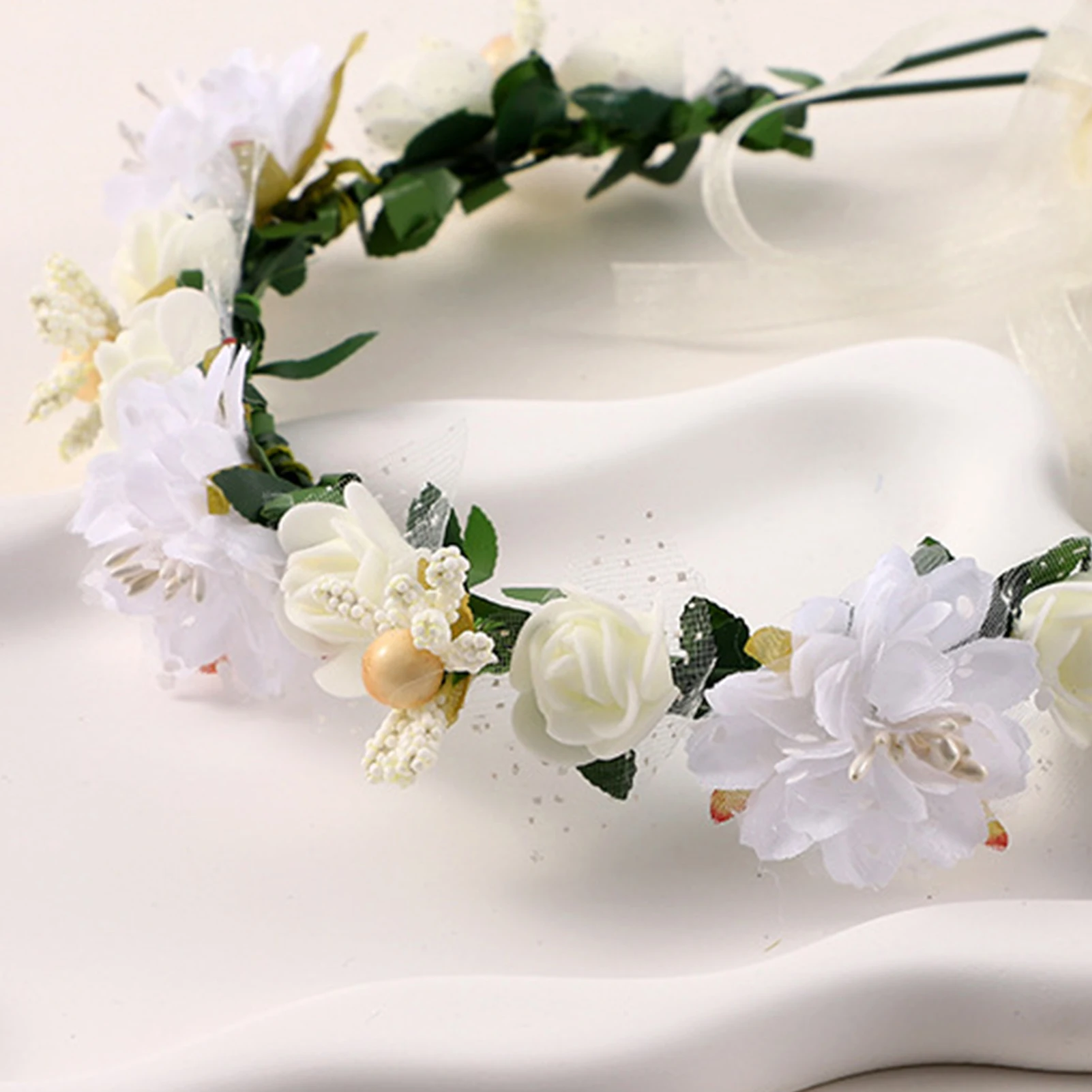 

Bridal Floral Wreath Plastic Resin Headpiece Wedding Flower Garland Hair Accessory For Bride Bridesmaids Ceremony Party Decors