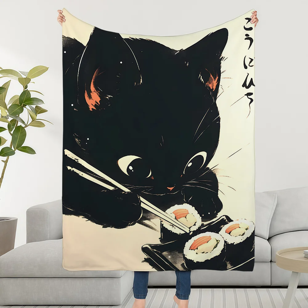 Deckenüberwurf, schwarz, super gemütlich, Plüsch, Wohnzimmer, Sushi, Zimmer, Sofa, Couch, kindische Geburtstagsgeschenke für Katzen