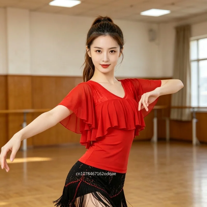 women-ruffled-sleeves-latin-dance-top-modern-national-standard-dance-costume-for-competition-performance-dancewear-top-zym