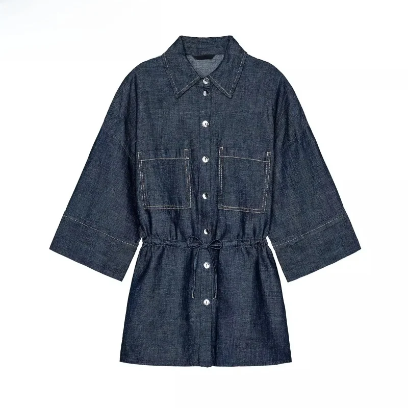 

Summer New Women's irt Dstring Waist Linen Long Sve Collar Casual Pants Commute Sle Loose Fit Mid-Length