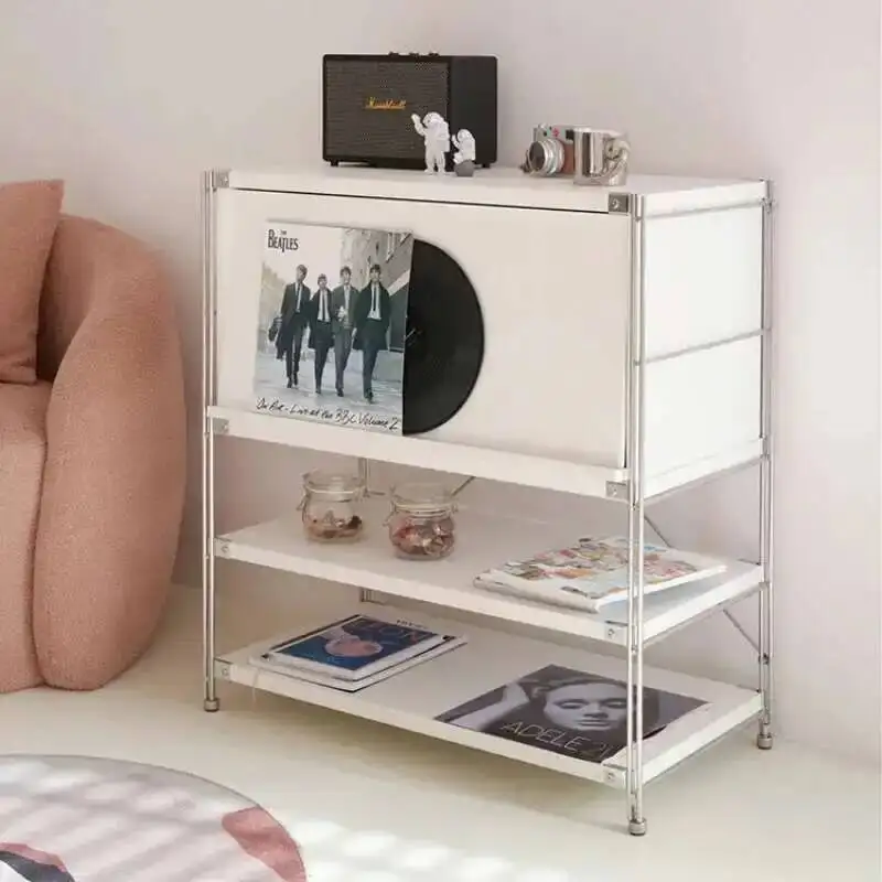 Chest Magazine Storage Stainless Drawers Steel Living of Room Cabinet Display Home Furniture Showcase Crack Shelves 수납장 캐비넷