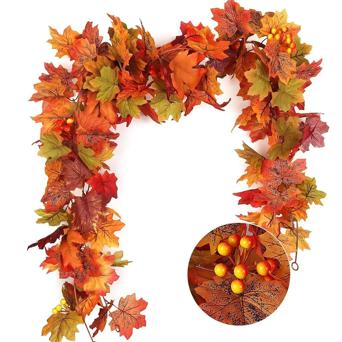 1pc Artificial Fall Maple Leaf Garland Fake Plants Autumn Decor Leaves Vine for Thanksgiving Halloween Festivals Wedding Decora