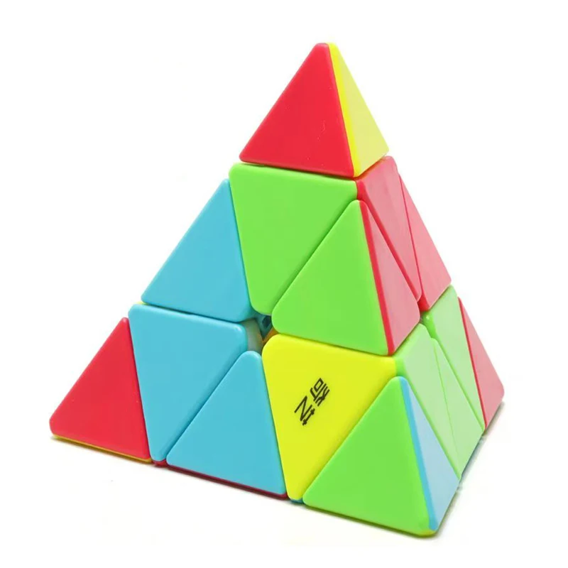 Speed Cube 3X3X3 Pyramid Stickerless Triangle Puzzle Smooth Easy Turning Sensory Quiet Fidget Toys For Kids Boys Girls