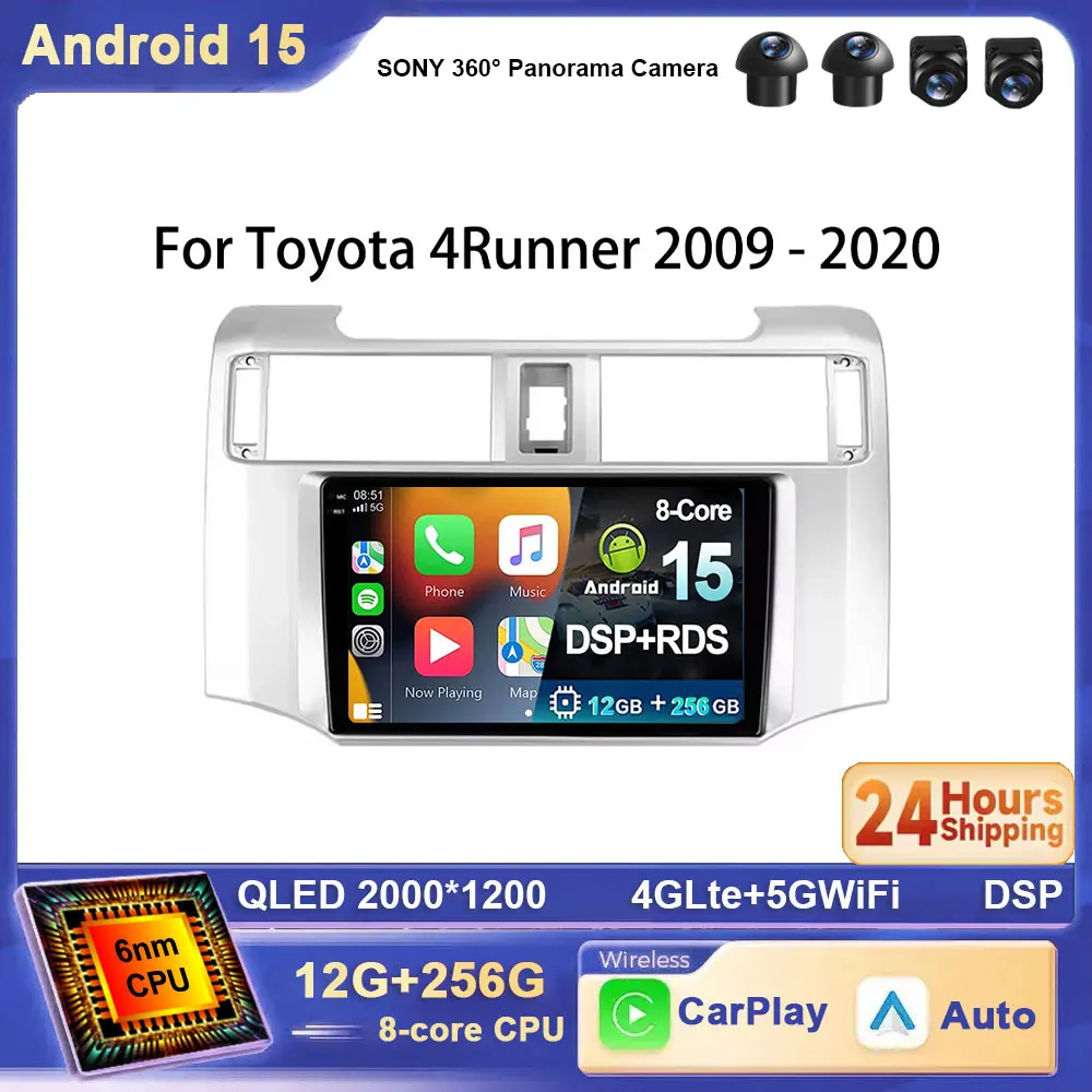 

Для Toyota 4Runner 5 N280 2009-2020 Android 15 Автомобильный радиоприемник 2K Carplay Стерео Мультимедийный видеоплеер Навигация GPS 4G WIFI BT