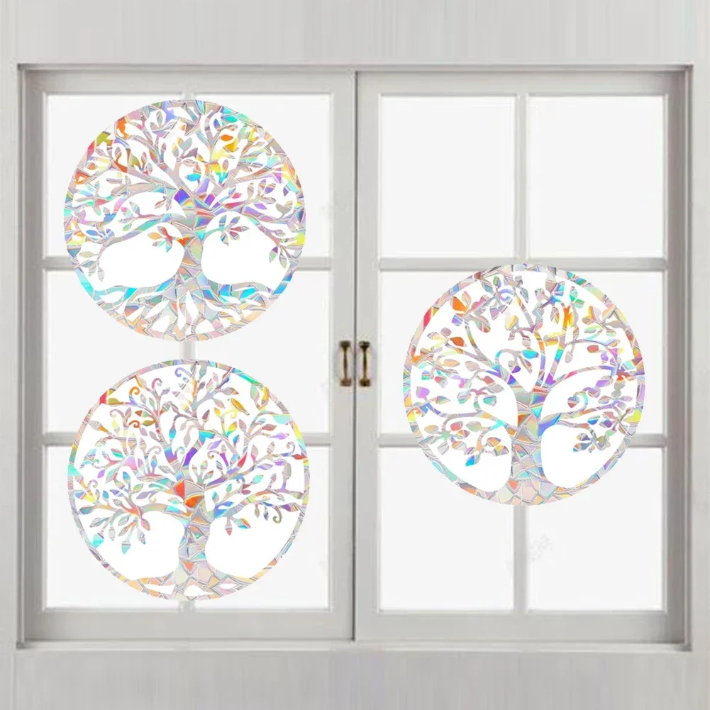 Rainbow-Suncatcher Window Stickers PVC Reflective Life Trees Prism-Glass Wall Sticker Home Kid Bedroom Decoration Self-Adhesives