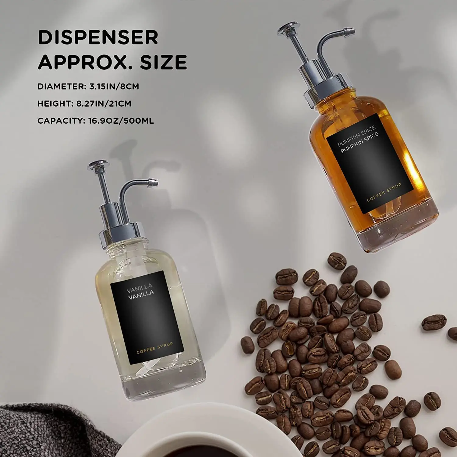 2pcs Coffee Syrup Dispenser Set 500ml Portable Minimalist Clear Easy Use Bottle Kitchen Containers Bottle