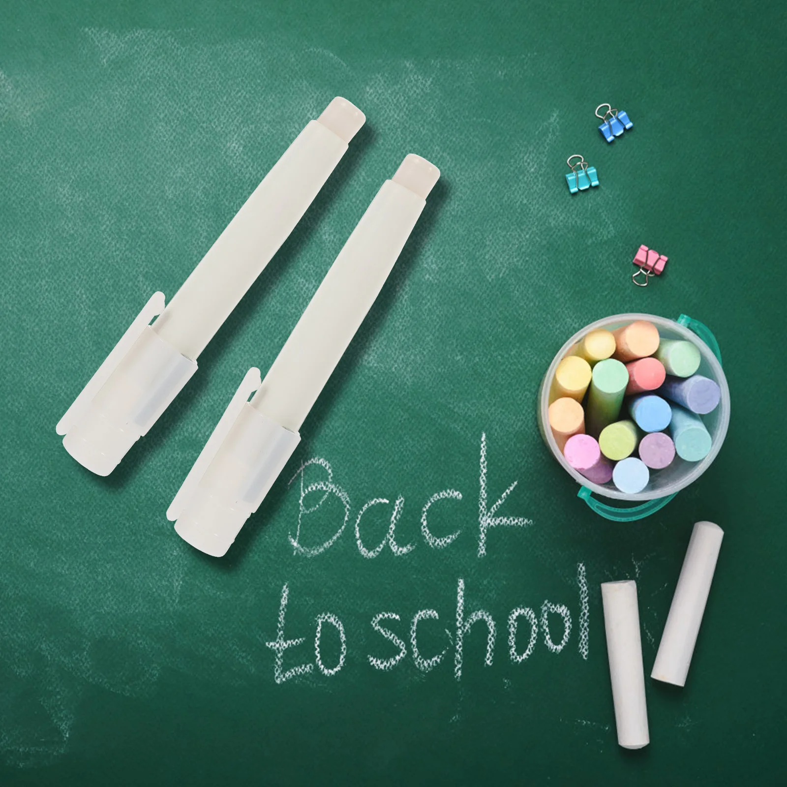 

2pcs Chalk Holder Chalk Storage Holder Water Soluble Dust Free Clip Reusable Portable School Supplies Office Protection