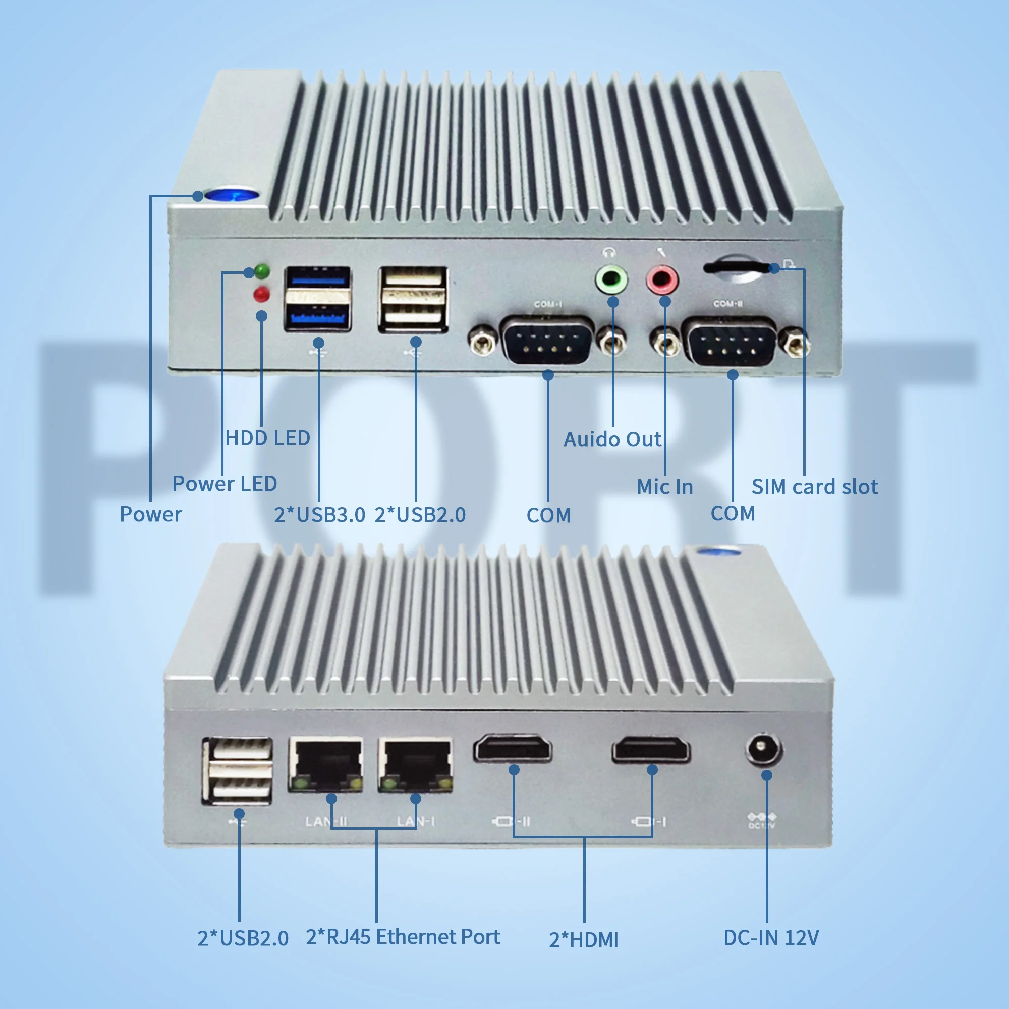 VNOPN AI PC-G6 Rockchip RK3588  Dual LAN  1*SIM 2*RS232 Cortex A76 6TOPs AI Edge Computer for IoT Automation Machine Vision