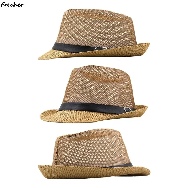 Men Gentleman Jazz Hat Wedding Party Guest Panama Beach Party Chapeau Hats Summer Holiday Breathable Mesh Sun Cap Casual Gorras 