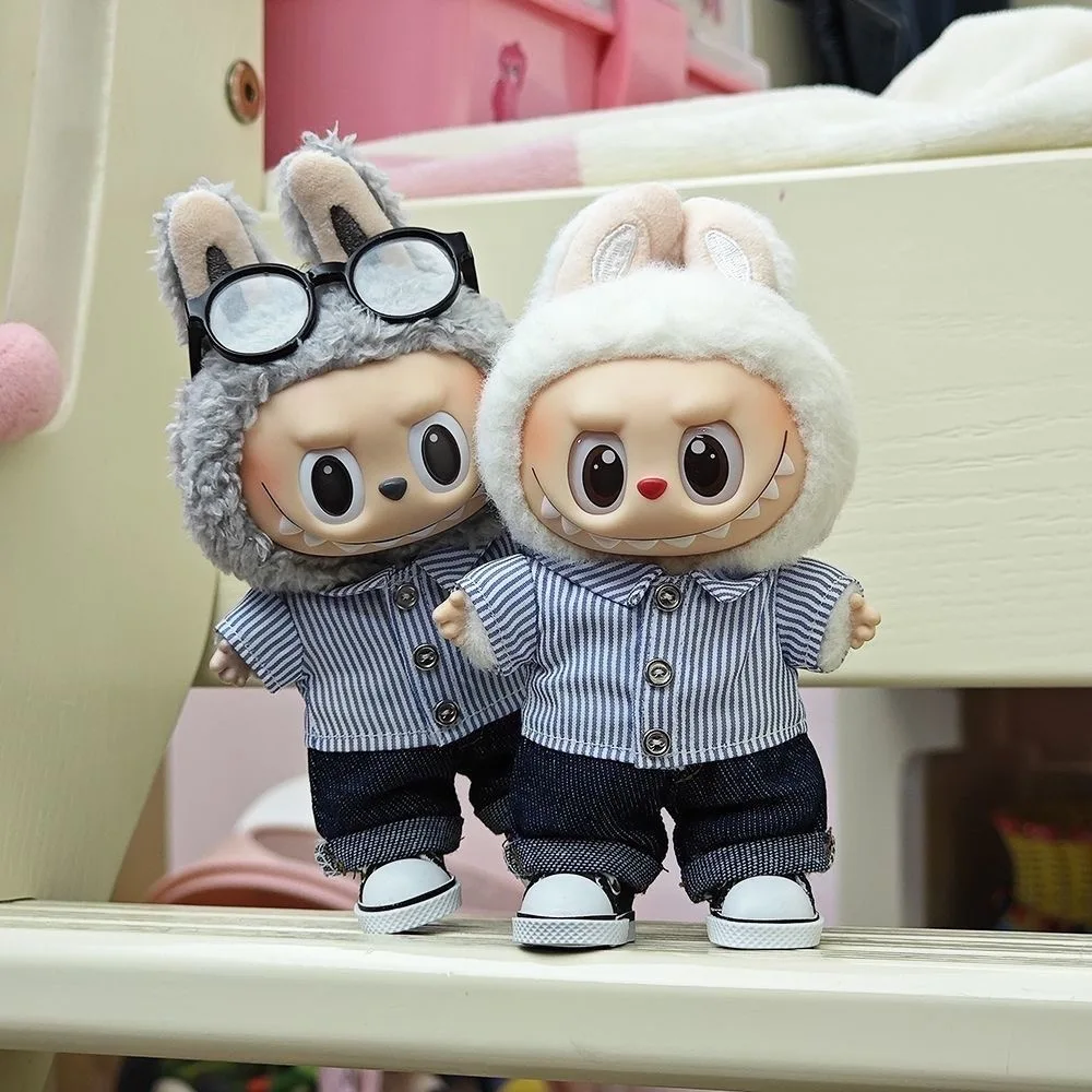 【الأحذية فقط】 جديد 4 سنتيمتر Labubu دمية حذاء قماش 15-17 سنتيمتر عالية أعلى أحذية رياضية Labubu دمية الدانتيل يصل حذاء قماش إكسسوارات دمي لعبة