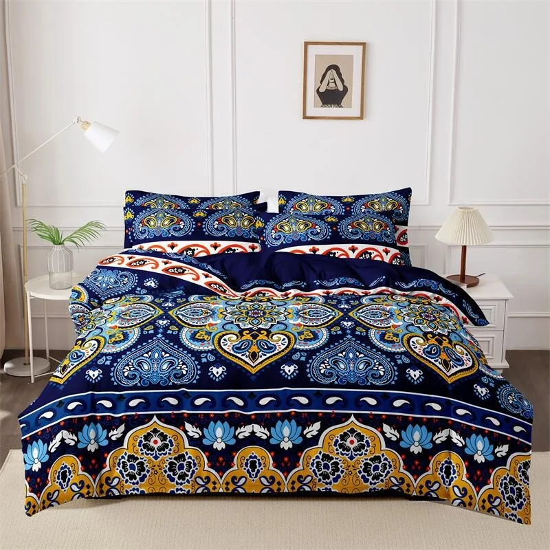 3 Piece Ethnic Style Duvet Cover Pillowcase,Home Bed Set,Bedding Set,Full Single King Queen(Excluding Bedsheet)Bed Set