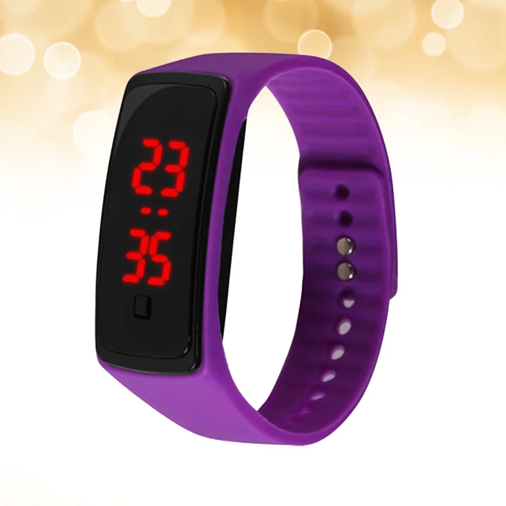 アウトドア腕時計 パープル LED デジタル シリコンバンド ユニセックス ランニング スポーツ 学生用腕時計 誕生日 卒業ギフト
