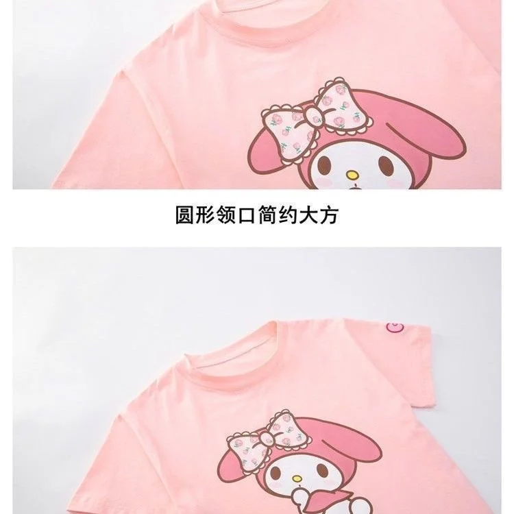 Sanrios dos desenhos animados kawaii menina branco camiseta terno cinnamoroll bonito verão manga curta colégio jk uniforme saia crianças na moda