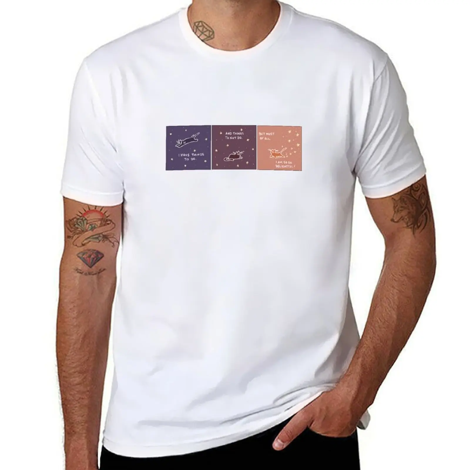 

stars cat T-Shirt t shirt for man 100 percent cotton cotton tshirt 100% man t shirts for men T-shirt