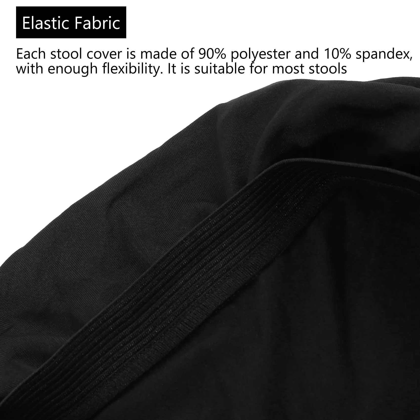 A11E-4 Pack Capas redondas para bancos de bar – Capa elástica super macia e lavável para cadeira de bar 12-14 polegadas-preta