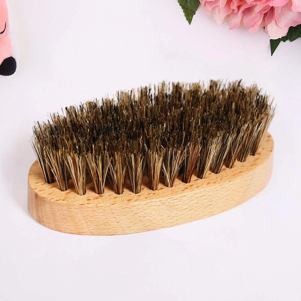 Oval Boar Bristle Men Beard Mustache Brush with Beech Handle in Natural Primary Color Shaving Brush (85x45x28cm)