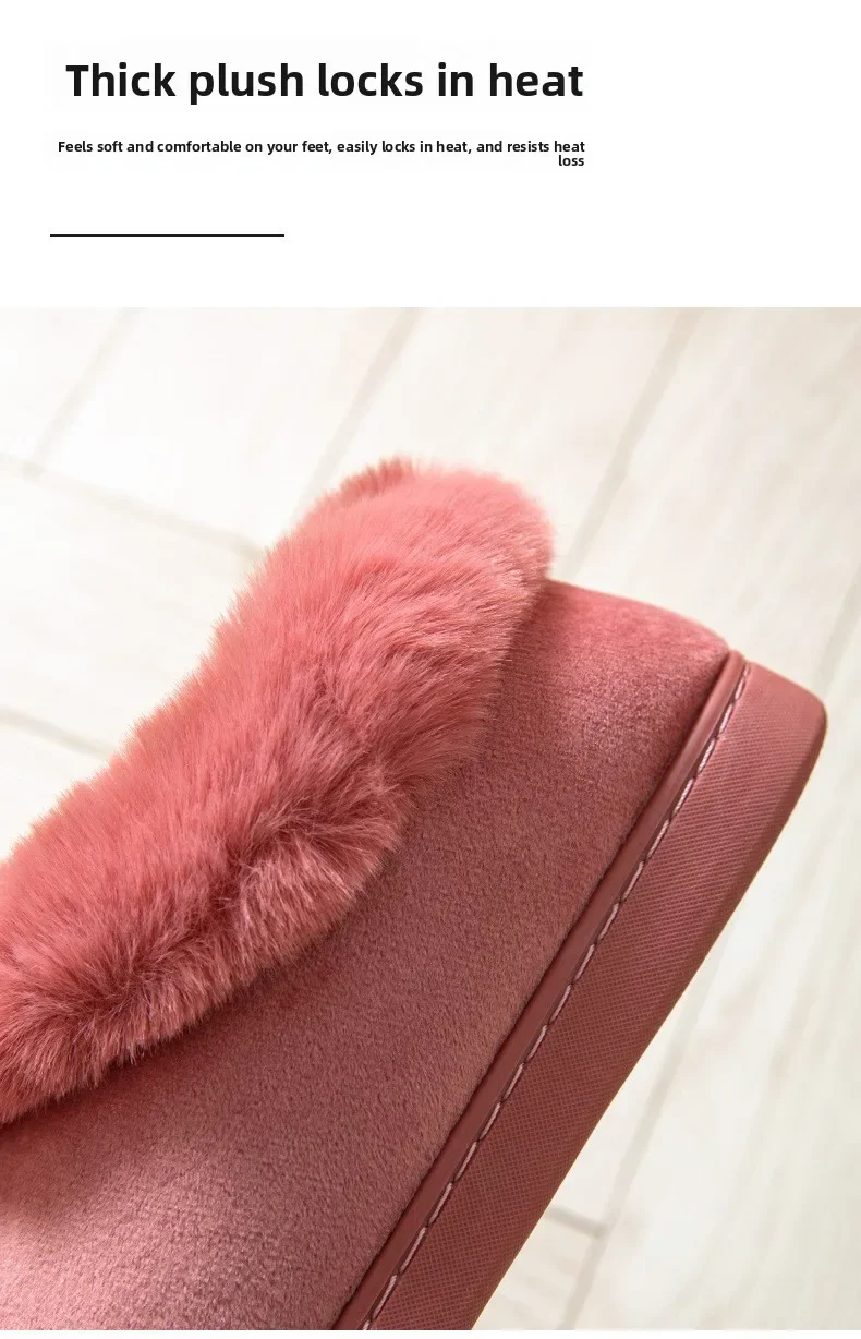 Flauschige Damen-Hausschuhe, flache Luxus-Designer-Damenschuhe, lässige Stiefeletten, elegante, weiche Winter-Hausschuhe mit Flauschfell für Damen. – Detail 12