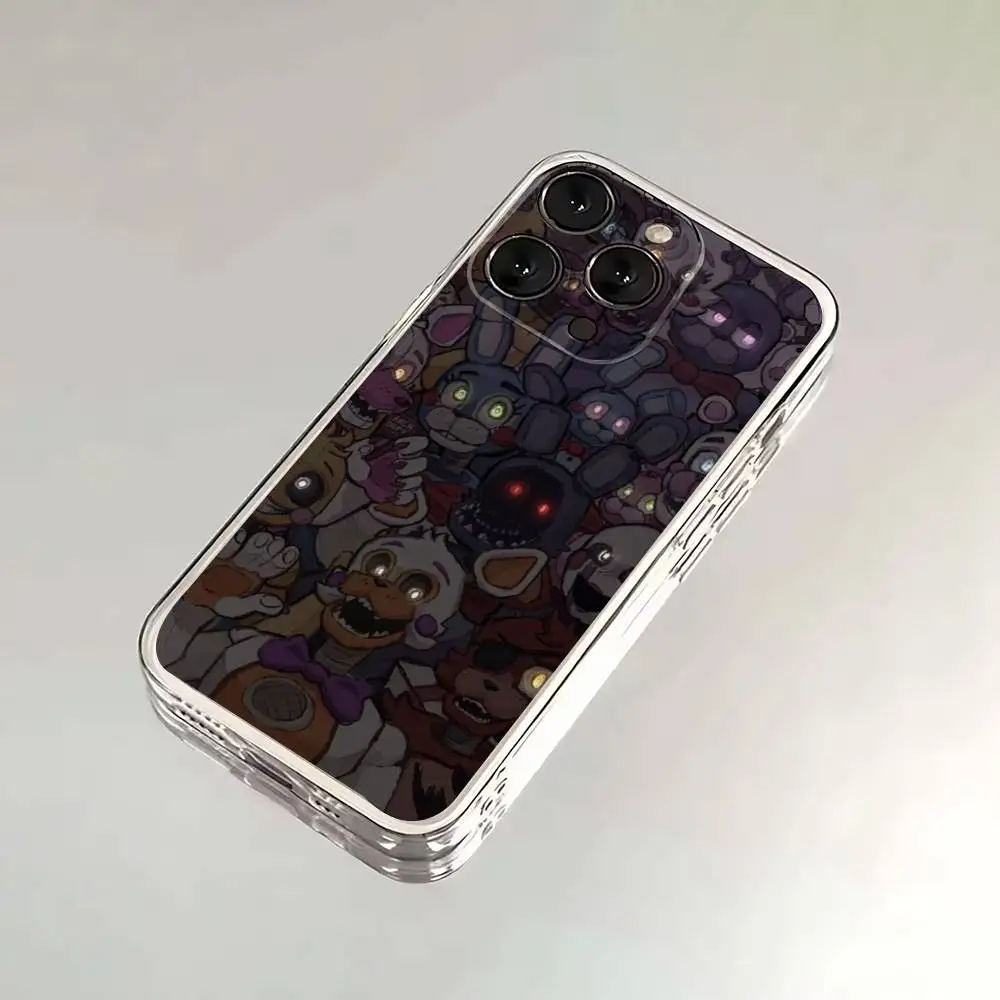 Funda de teléfono F-Fnaf Five-Nights-At-Freddys para iPhone 16,15,14,13,12,11,17 Pro,Max,Plus,X,XS,XR,SE,Mini funda suave transparente