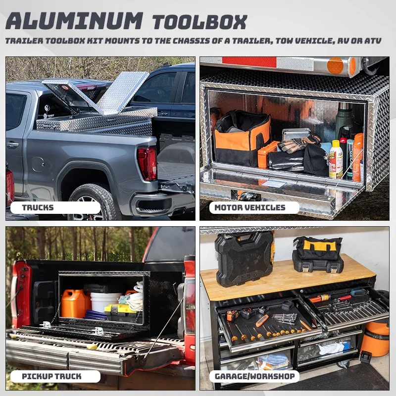 Aluminum Pickup Truck Underbody Bed Toolbox Under Trailer Tool Storage Case Tlx38-03061