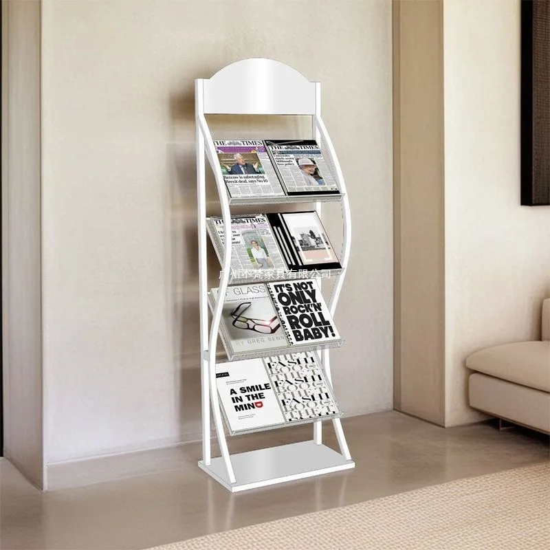 Magazine Rack Newspaper Rack Bookshelf Bookshelf Display Office Promotional Materials Rack Shelf Floor Storage