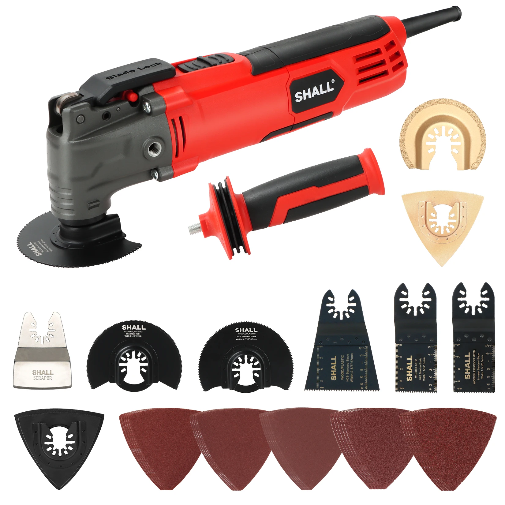 SHALL Oscillating Tool 4.0A Oscillating Multitool Kit with 5° Oscillation Angle 34Pcs with Saw Accessories and Carry Bag