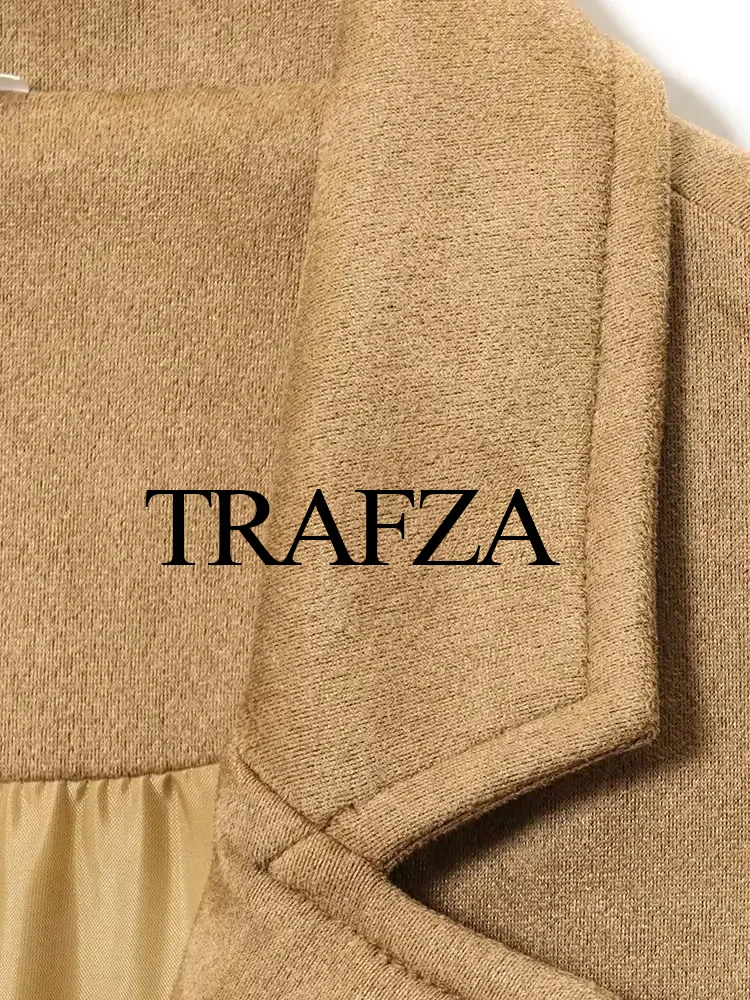 

TRAFZA 2022, осеннее женское элегантное однобортное пальто с лацканами, тонкое длинное пальто, женская свободная повседневная верхняя одежда с длинными рукавами