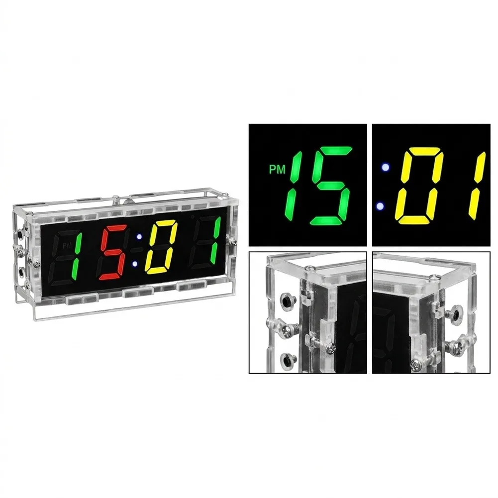 DIY For RGB Digital Clock Kit with PCB Components for Soldering Practice and Functional Time Temperature Display