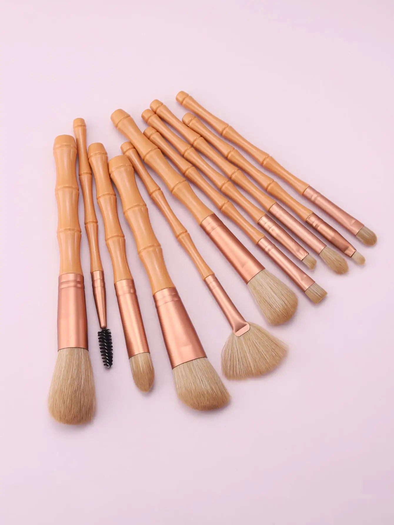 11Pcs Bamboo‑Shaped Handle Makeup Brushes Set Soft Bristles Foundation Blush Eyeshadow Eyebrow Brush Cosmetic Beauty  Tool Kit