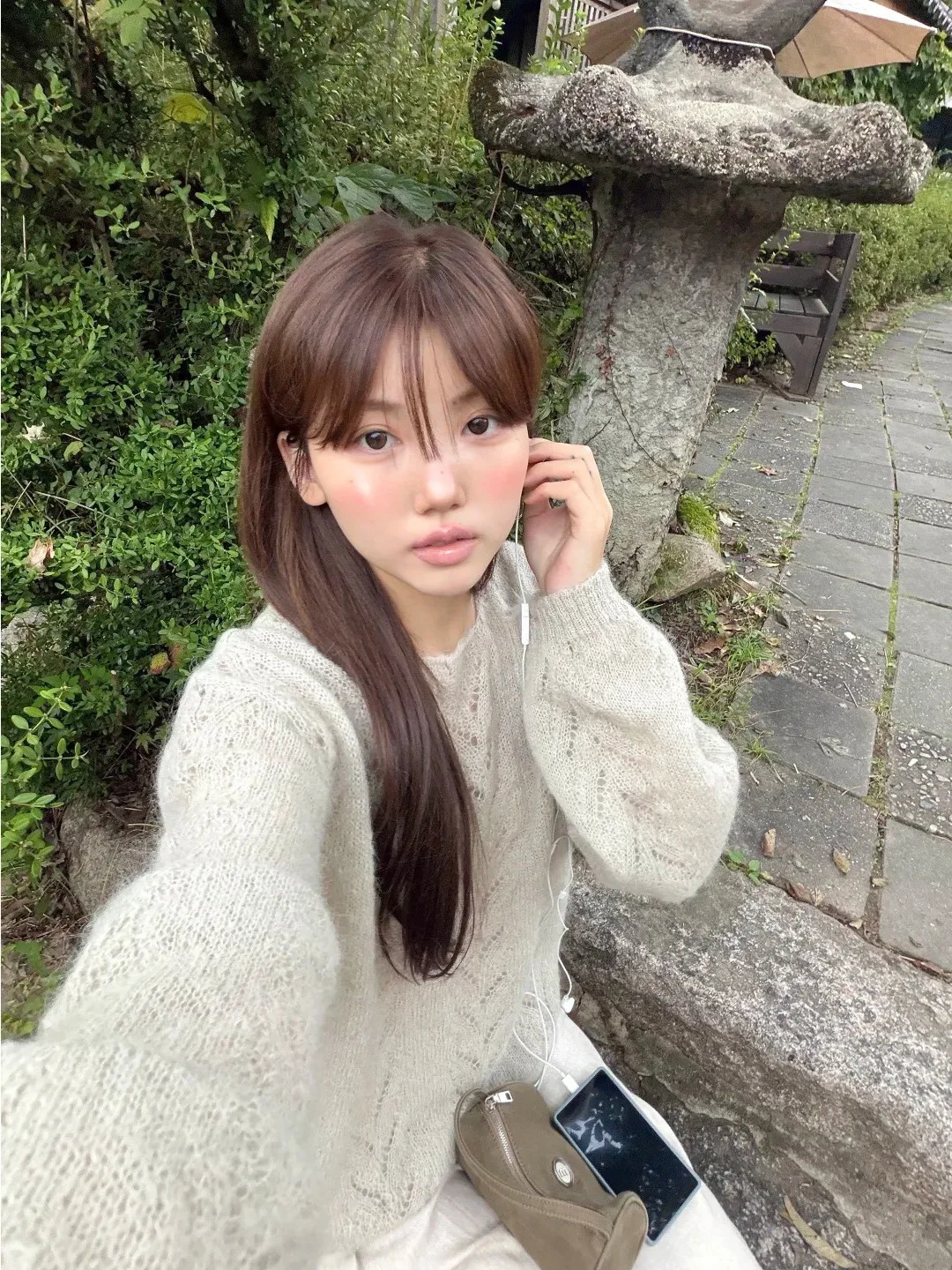 

Snugnok Soft Grey Beige Hollow out Knitted Sweater Spring 2026 Simple Style Women's Premium Polyester Long Sleeve ro...