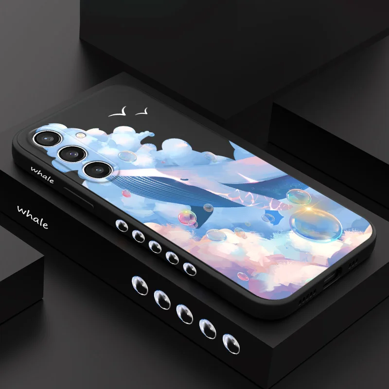 Dream Whale Phone Case For Samsung Galaxy S23 S22 S21 S20 S10 FE Plus Ultra Liquid Silicone Soft Cover