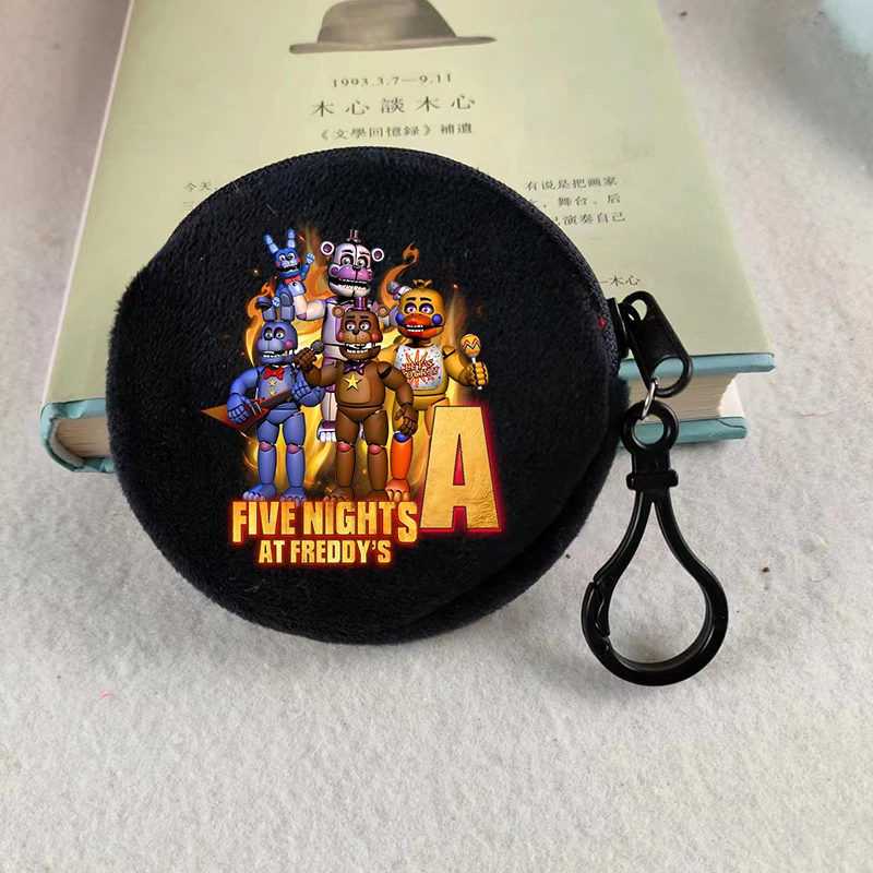 

Five Nights At Freddys Wallet Boy Black Coin Purse Mini Zipper Round Wallet Woman Man Storage Coin Cards Moneybags Birthday Gift