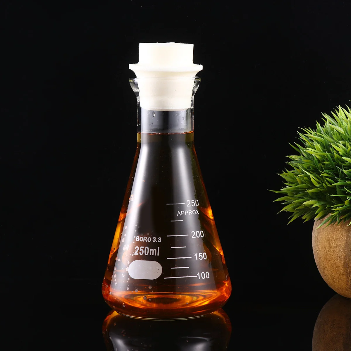 

1Pcs Glass Flask Conical Flask Cork Chemistry Students Experiment Laboratory Wide Mouth Durable Odorless Eco Friendly