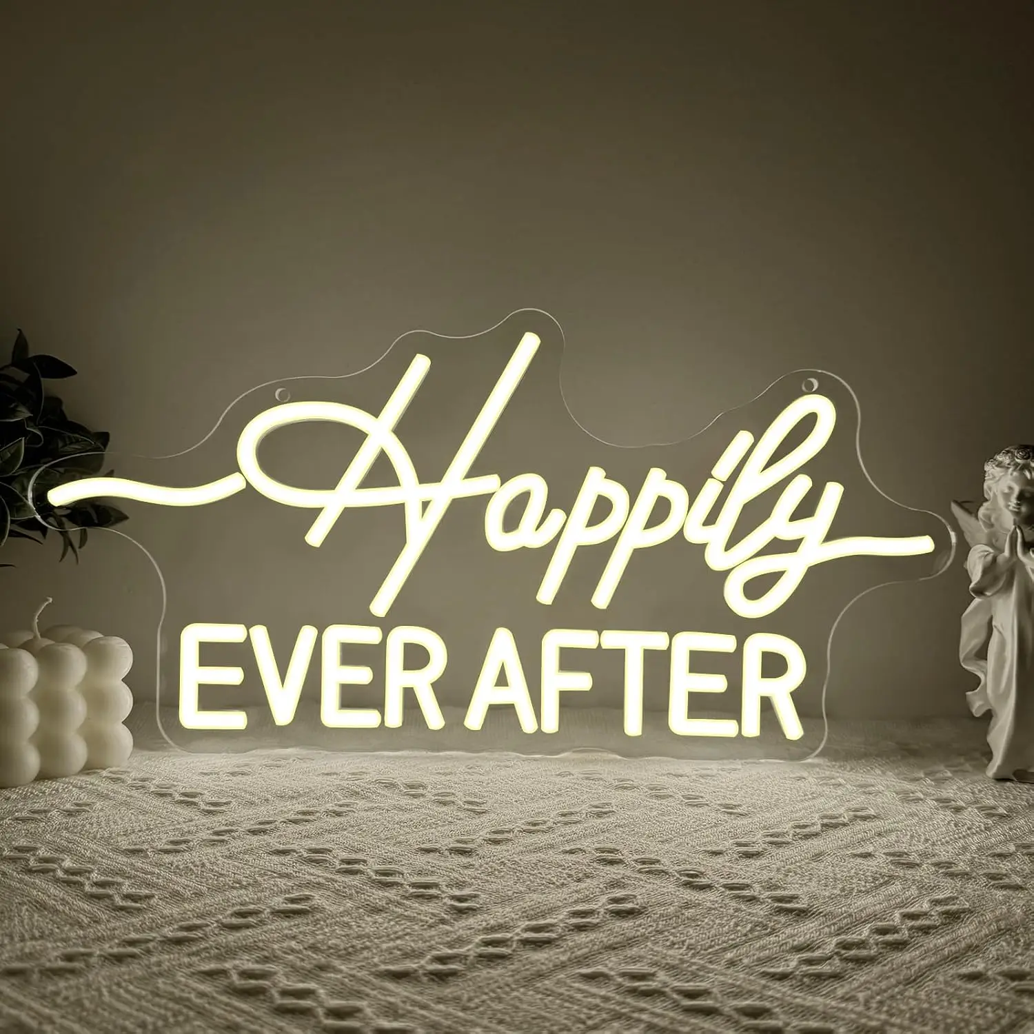 

Happily Ever After LED Neon Sign – Dimmable USB Wedding Wall Decor for Bachelorette, Bridal, Engagement, Valentine's Day