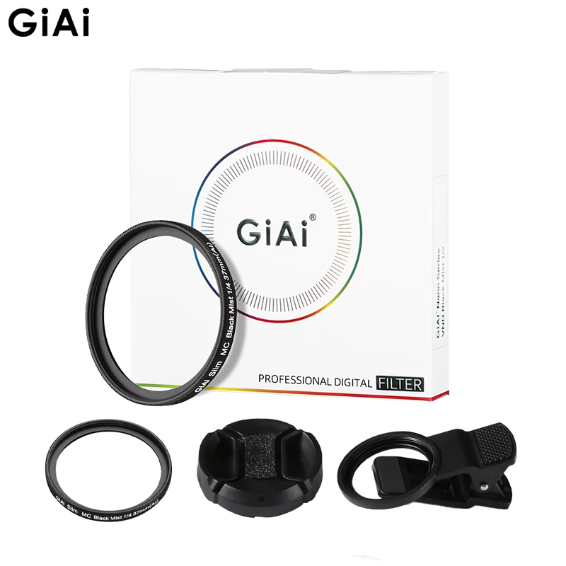 GiAi Black Mist Diffusion Filter 1/8 1/4 1/2 1 37mm 52mm Mobile Smartphone Camera Lens Filter For iPhone  Samsung Xiaomi