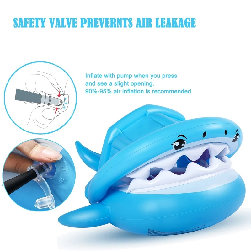 Baby Swimming Pool Float Ring Toddler Floaties With Removable Inflatable Canopy Shark Infant For Kids Aged 6 36 Months