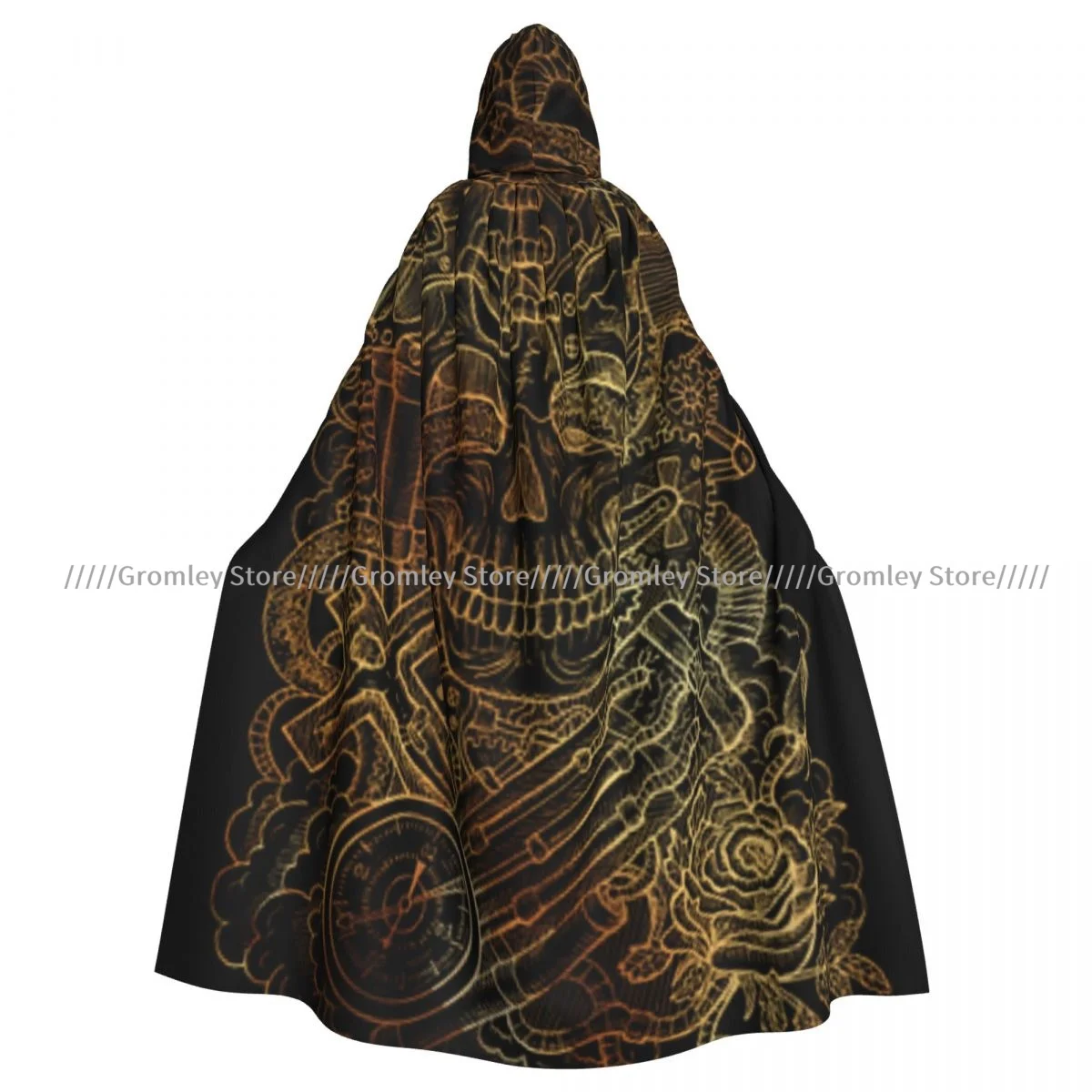 Medieval Halloween Cosplay Cloak Hooded Coat Mystic Scary Skull Steampunk And Gothic Cape Coat Long Trench Costume Wizard Cloak