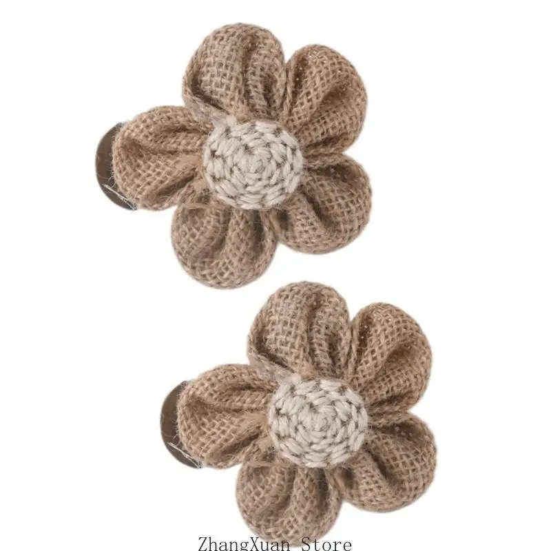 2 Stück Baumwolle Leinen Floral Fenster Vorhang Clip Metall Klammern Schnallen Blumen Design Gardinen Raffhalter Home Dekoration – Detail 8
