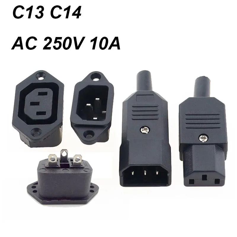 IEC320 C14 C13 Electrical AC Socket 3 Female Male Inlet Plug Connector 3pin Socket Mount