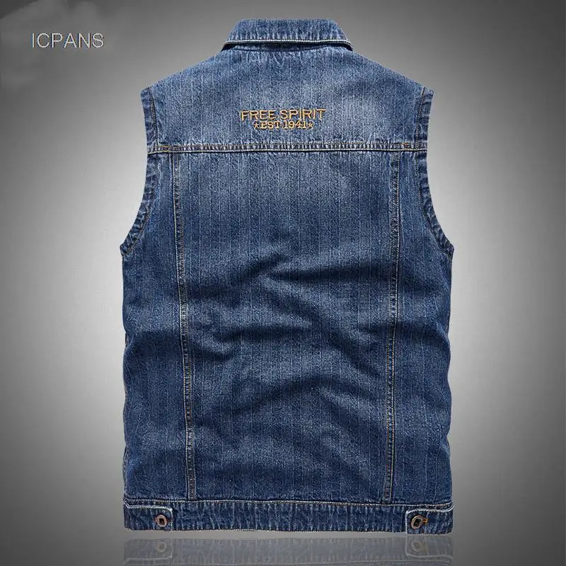 Autumn Black Denim  Jacket Vest Men Clothing Brand Sleeveless Jeans Jacket men Winter  Militaire Casual Vest For Men