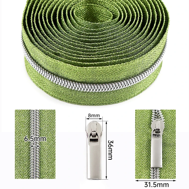 3-10M 5# Nylon Zippers Tape With Zipper Sliders For Garment Bag Coil Zips Pulls Decoration Zip Repair Kit DIY Sewing Accessories