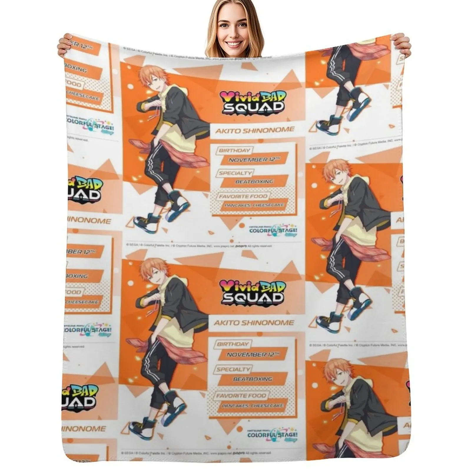 

Akito Shinonome Throw Blanket Decorative Sofas Large manga Blankets