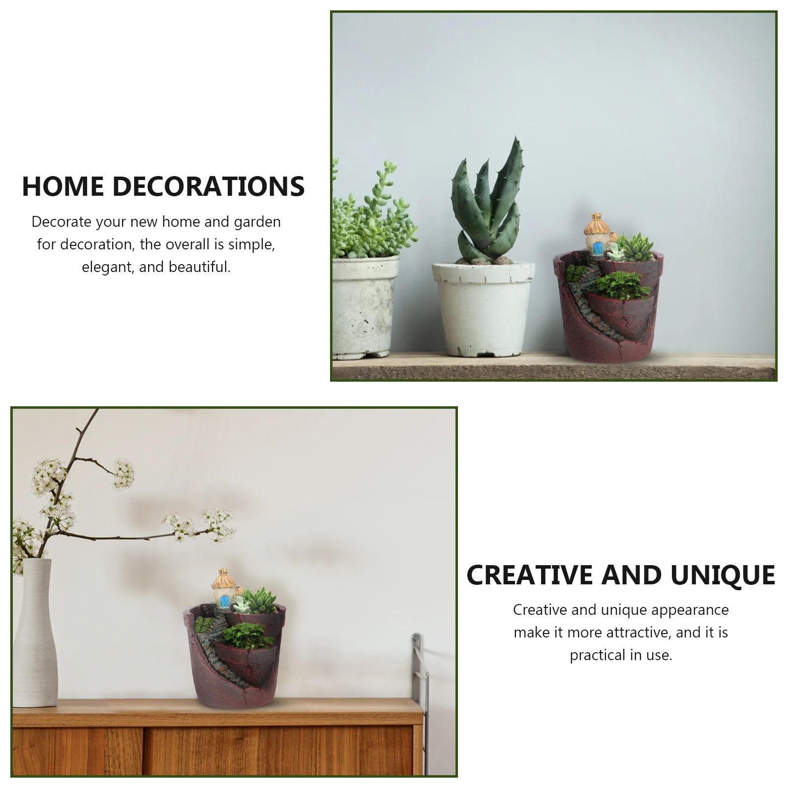 

1Pcs Resin Creative Succulent Pot Decorative Flowerpot for Home Lawn Patio Landscaping Plant Container