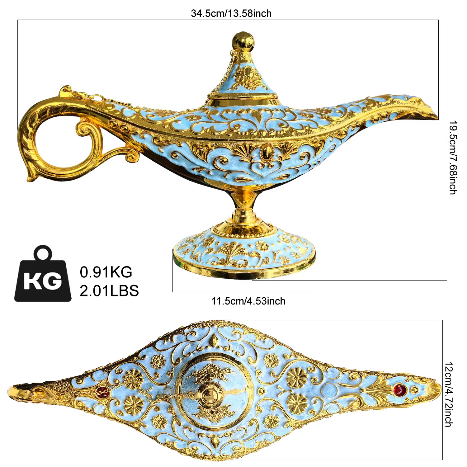 Aladdin lamp 35cm Large Aladdin Magic Lamp Decoration Home Accessories Russian Characteristics Retro Living Room Decor Ornament