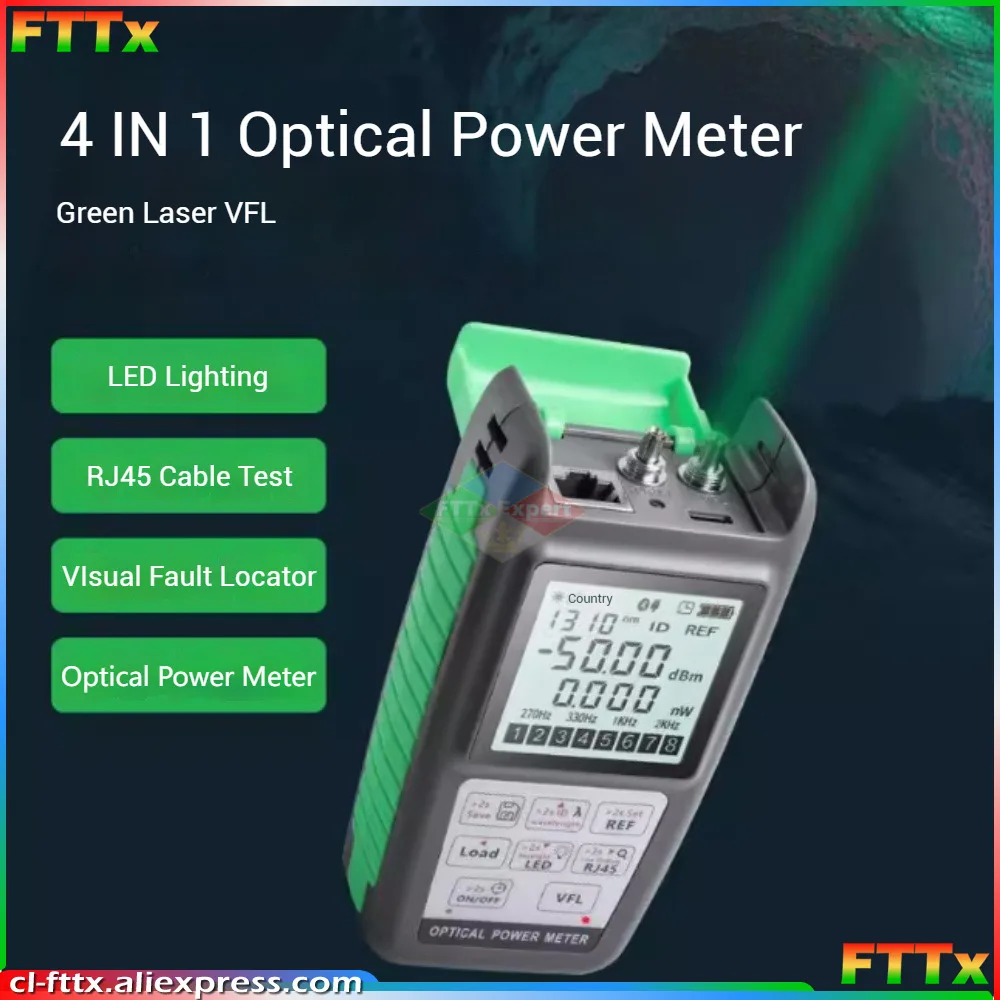 4in1 Recharge Battery Optical Power Meter Visual Fault Locator Cable Tester With Green Light VFL 10mW/20mW